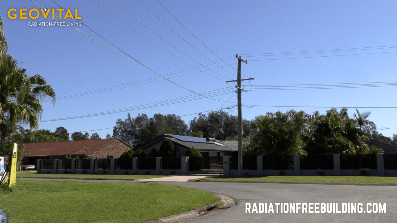 Above ground power lines on a street corner