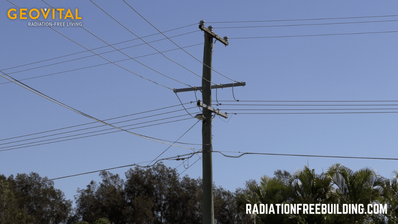 Above ground power lines on a street corner