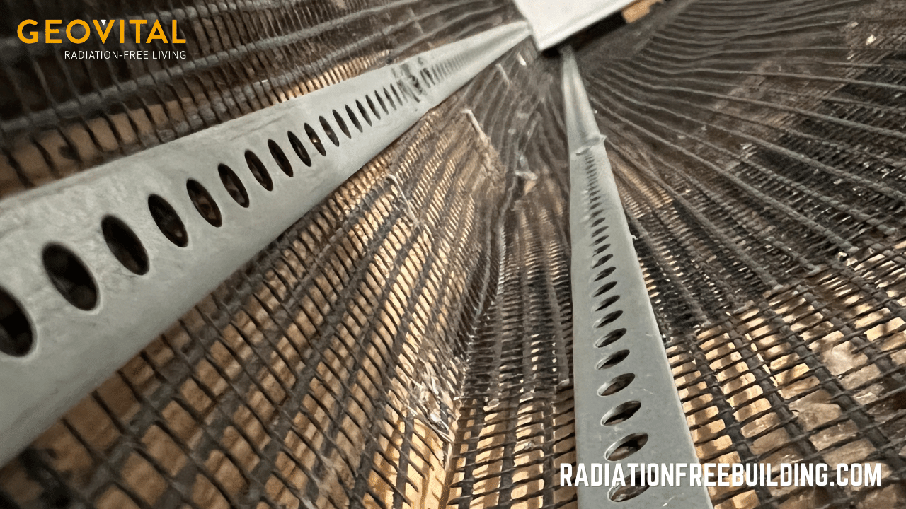 Special strapping for grounding purposes running up walls over GPA shielding mesh
